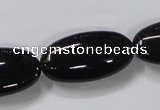 CAB763 15.5 inches 15*30mm oval black agate gemstone beads wholesale