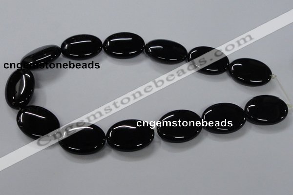 CAB764 15.5 inches 22*30mm oval black agate gemstone beads wholesale