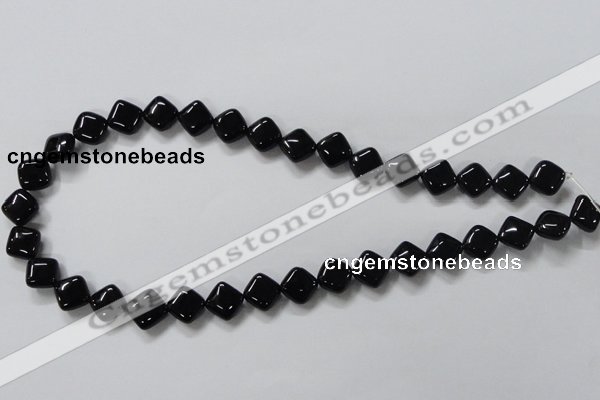 CAB765 15.5 inches 10*10mm diamond black agate gemstone beads