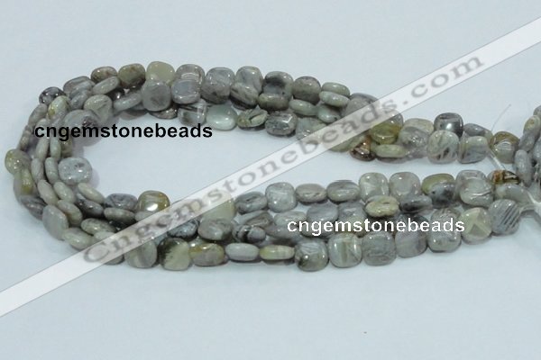 CAB77 15.5 inches 12*12mm square silver needle agate gemstone beads