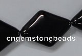 CAB770 15.5 inches 22*30mm rhombic black agate gemstone beads