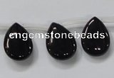 CAB772 15.5 inches 15*20mm top-drilled flat teardrop black agate beads