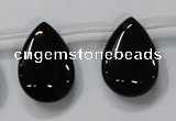 CAB773 15.5 inches 18*25mm top-drilled flat teardrop black agate beads