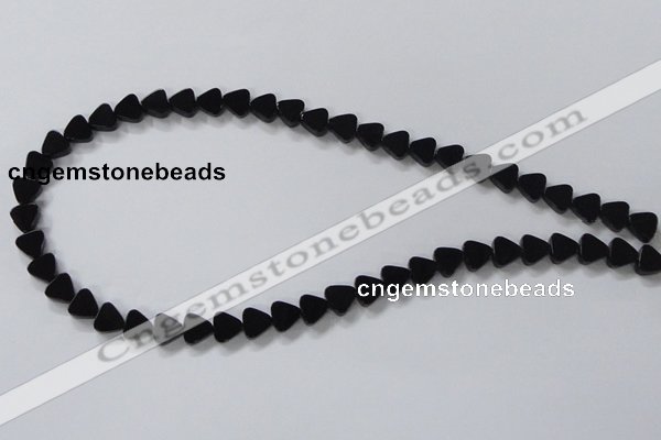 CAB774 15.5 inches 8*8mm triangle black agate gemstone beads