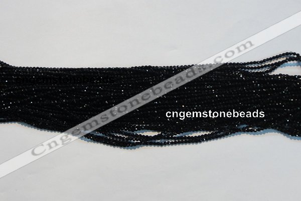 CAB780 15.5 inches 2mm faceted round black agate gemstone beads