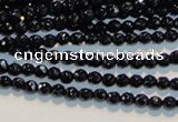 CAB781 15.5 inches 3mm faceted round black agate gemstone beads