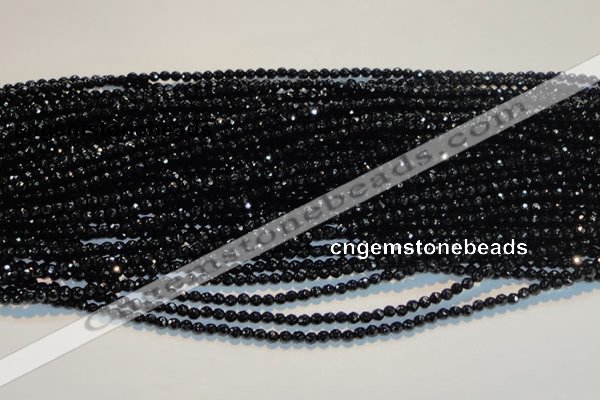 CAB781 15.5 inches 3mm faceted round black agate gemstone beads