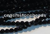 CAB782 15.5 inches 4mm faceted round black agate gemstone beads