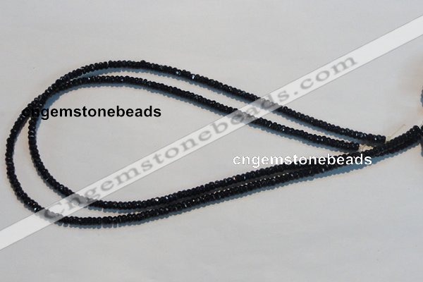 CAB785 15.5 inches 2*4mm faceted rondelle black agate gemstone beads