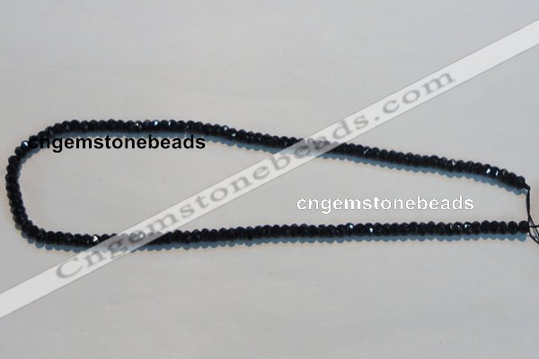 CAB786 15.5 inches 3*5mm faceted rondelle black agate gemstone beads