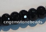 CAB787 15.5 inches 10*14mm faceted rondelle black agate gemstone beads