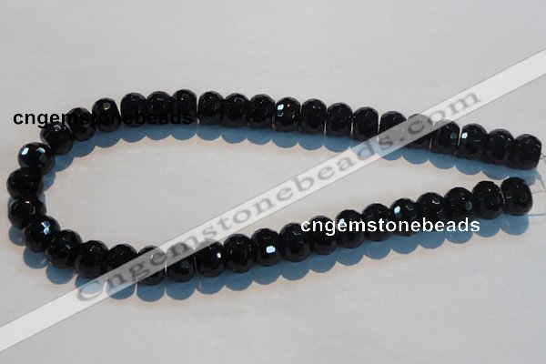 CAB787 15.5 inches 10*14mm faceted rondelle black agate gemstone beads