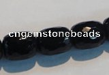 CAB788 15.5 inches 13*16mm faceted egg black agate gemstone beads
