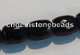 CAB788 15.5 inches 13*16mm faceted egg black agate gemstone beads