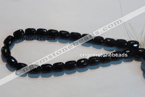 CAB788 15.5 inches 13*16mm faceted egg black agate gemstone beads