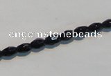 CAB789 15.5 inches 4*6mm faceted rice black agate gemstone beads