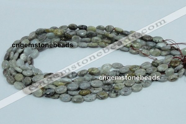 CAB79 15.5 inches 8*12mm oval silver needle agate gemstone beads