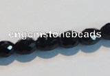 CAB790 15.5 inches 8*10mm faceted rice black agate gemstone beads