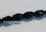 CAB791 15.5 inches 8*12mm faceted rice black agate gemstone beads