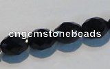 CAB792 15.5 inches 9*12mm faceted rice black agate gemstone beads