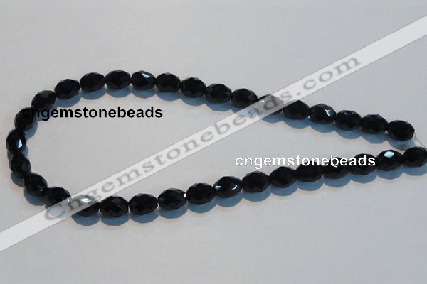 CAB792 15.5 inches 9*12mm faceted rice black agate gemstone beads