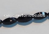 CAB793 15.5 inches 8*16mm faceted rice black agate gemstone beads
