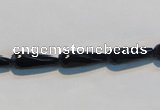 CAB798 15.5 inches 5*16mm faceted teardrop black gemstone agate beads