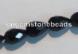 CAB799 15.5 inches 9*14mm faceted teardrop black gemstone agate beads