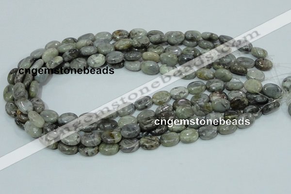 CAB80 15.5 inches 10*14mm oval silver needle agate gemstone beads