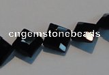 CAB803 15.5 inches 10*10mm faceted diamond black gemstone agate beads