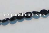 CAB805 15.5 inches 6*8mm faceted oval black gemstone agate beads