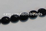 CAB806 15.5 inches 8*10mm faceted oval black gemstone agate beads