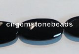 CAB808 15.5 inches 15*30mm faceted oval black gemstone agate beads