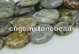 CAB81 15.5 inches 12*16mm oval silver needle agate gemstone beads