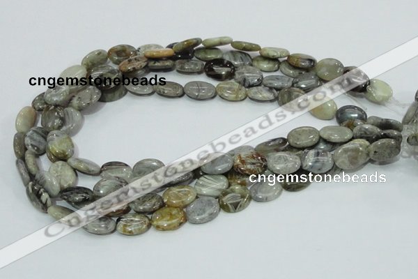 CAB81 15.5 inches 12*16mm oval silver needle agate gemstone beads