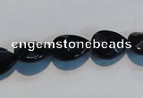 CAB811 15.5 inches 10*14mm faceted & flat teardrop black agate beads