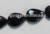 CAB813 15.5 inches 13*18mm faceted & flat teardrop black agate beads