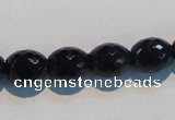 CAB817 15.5 inches 10*12mm faceted rice black agate gemstone beads