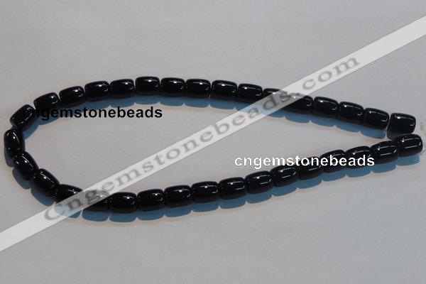 CAB819 15.5 inches 10*12mm drum black agate gemstone beads wholesale