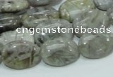 CAB82 15.5 inches 13*18mm oval silver needle agate gemstone beads