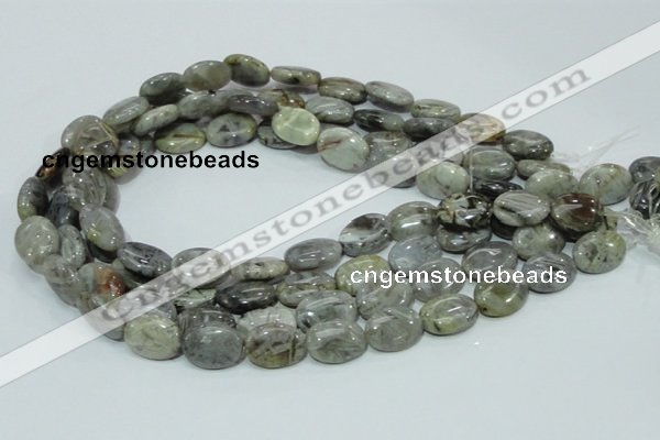 CAB82 15.5 inches 13*18mm oval silver needle agate gemstone beads