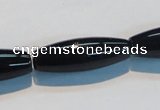 CAB821 15.5 inches 10*30mm rice black agate gemstone beads wholesale