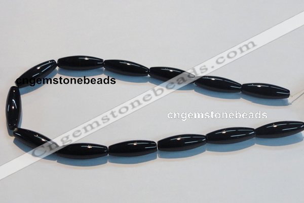 CAB821 15.5 inches 10*30mm rice black agate gemstone beads wholesale