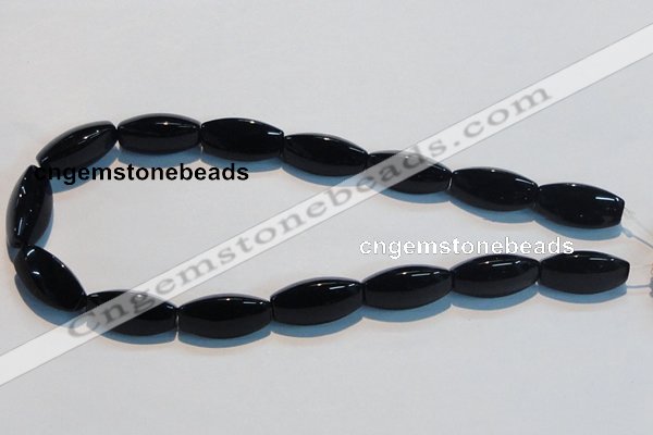 CAB822 15.5 inches 12*24mm rice black agate gemstone beads wholesale