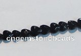 CAB824 15.5 inches 6*6mm faceted heart black agate gemstone beads