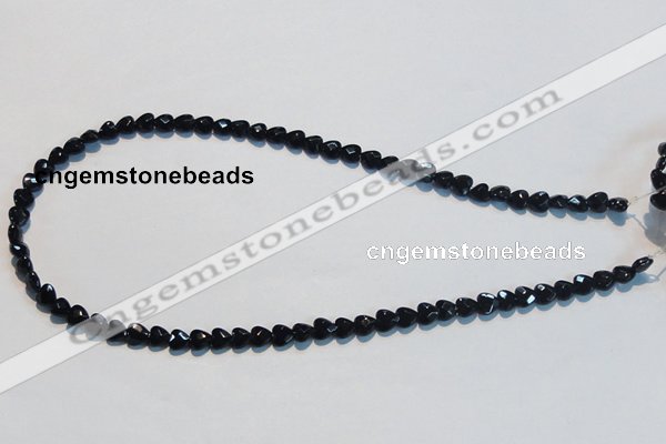 CAB824 15.5 inches 6*6mm faceted heart black agate gemstone beads