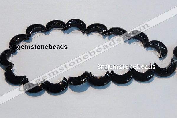 CAB826 15.5 inches 10*20mm moon black agate gemstone beads wholesale