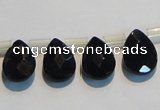 CAB828 10*14mm top-drilled teardrop black agate gemstone beads