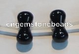 CAB829 10*20mm dumbbell-shaped black agate gemstone beads