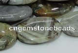 CAB83 15.5 inches 22*30mm oval silver needle agate gemstone beads